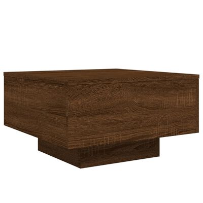 vidaXL Coffee Table with LED Lights Brown Oak 55x55x31 cm