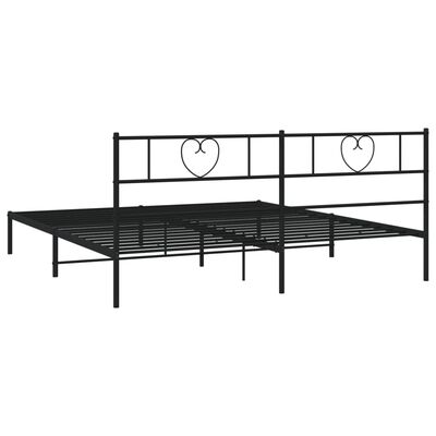 vidaXL Metal Bed Frame without Mattress with Headboard Black 193x203 cm