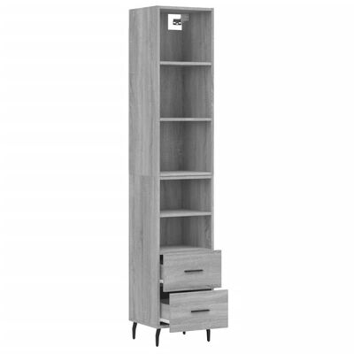 vidaXL Highboard Grey Sonoma 34.5x34x180 cm Engineered Wood