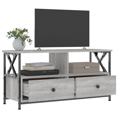 vidaXL TV Cabinet Grey Sonoma 90x33x45 cm Engineered Wood&Iron