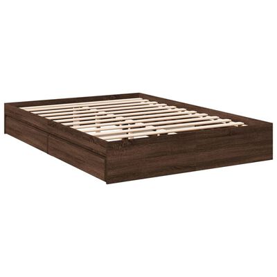 vidaXL Bed Frame with Drawers without Mattress Brown Oak 150x200 cm King Size