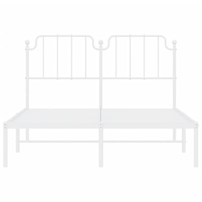 vidaXL Metal Bed Frame without Mattress with Headboard White 140x200 cm