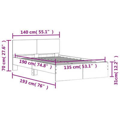 vidaXL Bed Frame without Mattress White 135x190 cm Double