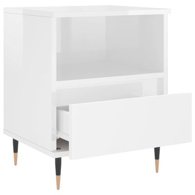 vidaXL Bedside Cabinet High Gloss White 40x35x50 cm Engineered Wood