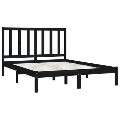 vidaXL Bed Frame without Mattress Black Solid Wood Pine 140x200 cm