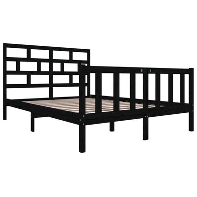 vidaXL Bed Frame without Mattress Black Solid Wood 140x200 cm (810086+814198)