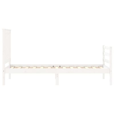 vidaXL Bed Frame without Mattress White Small Single Solid Wood