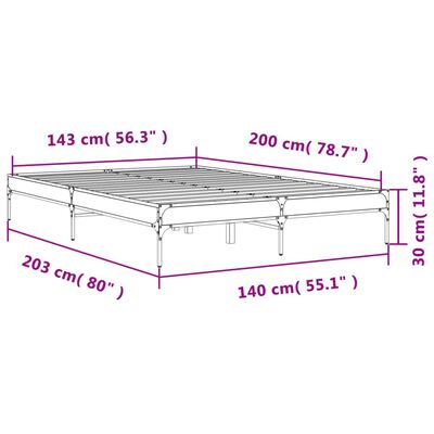 vidaXL Bed Frame without Mattress Smoked Oak 140x200 cm