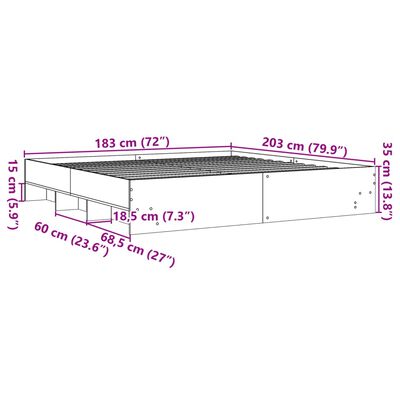 vidaXL Bed Frame without Mattress Sonoma Oak 180x200 cm Super King Engineered Wood