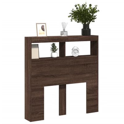 vidaXL Headboard Cabinet with LED Brown Oak 100x17x102 cm