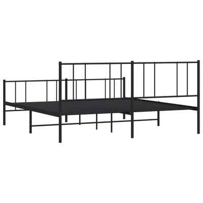 vidaXL Metal Bed Frame without Mattress with Footboard Black 193x203 cm