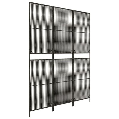 vidaXL Room Divider 3 Panels Grey Poly Rattan