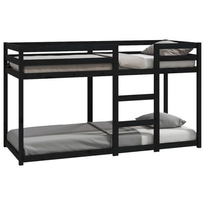 vidaXL Bunk Bed without Mattress Black 75x190 cm Small Single Solid Wood Pine