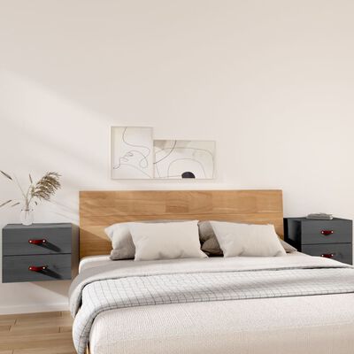 vidaXL Wall-mounted Bedside Cabinets 2 pcs Grey 50x36x40 cm