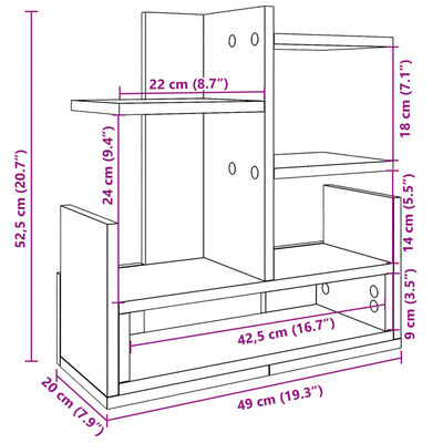 vidaXL Desk Organiser Black 49x20x52.5 cm Engineered wood