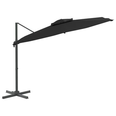 vidaXL Double Top Cantilever Garden Parasol Black 400x300 cm