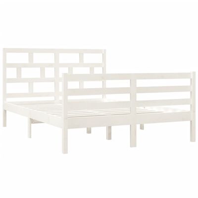 vidaXL Bed Frame without Mattress White Double Solid Wood