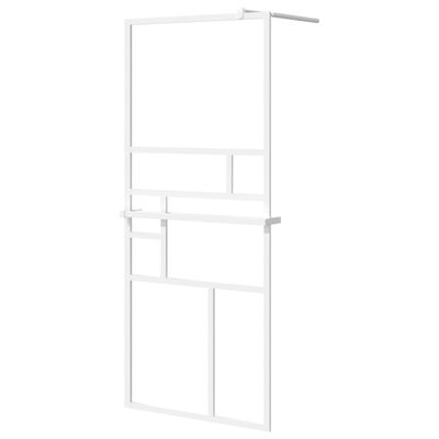 vidaXL Walk-in Shower Wall with Shelf White 90x195 cm ESG Glass&Aluminium