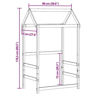 vidaXL Kids' Bed Roof 98x70x176.5 cm Solid Wood Pine