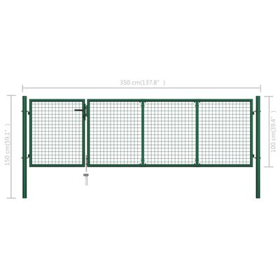 vidaXL Garden Gate Steel 350x100 cm Green