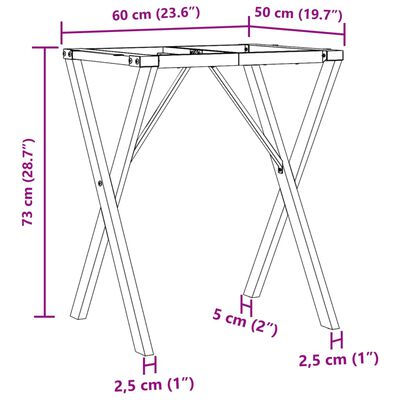 vidaXL Dining Table Legs X-Frame 60x50x73 cm Cast Iron