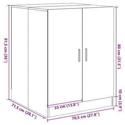 vidaXL Washing Machine Cabinet Sonoma Oak 70.5x71.5x91.5 cm