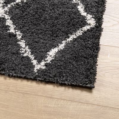 vidaXL Shaggy Rug PAMPLONA High Pile Modern Black and Cream 300x400 cm