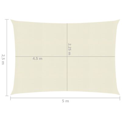 vidaXL Sunshade Sail 160 g/m² Cream 2.5x5 m HDPE