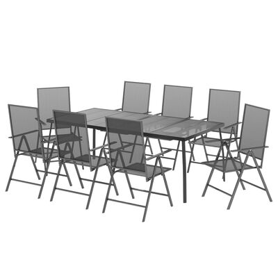 vidaXL 9 Piece Garden Dining Set Anthracite Steel