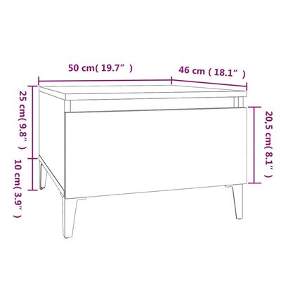 vidaXL Side Table White 50x46x35 cm Engineered Wood