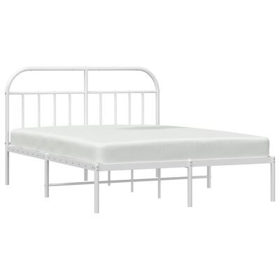 vidaXL Metal Bed Frame without Mattress with Headboard White 183x213 cm