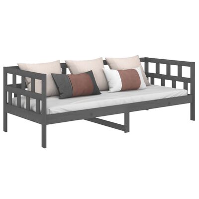 vidaXL Day Bed without Mattress Grey Solid Wood Pine 90x200 cm