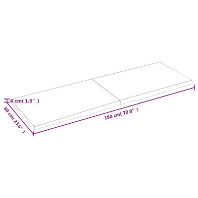 vidaXL Bathroom Countertop 180x60x(2-4) cm Untreated Solid Wood