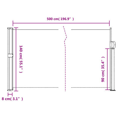 vidaXL Retractable Side Awning Terracotta 140x500 cm