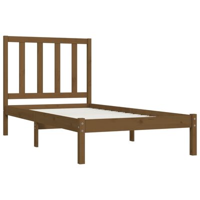 vidaXL Bed Frame without Mattress Honey Brown Solid Wood 75x190 cm Small Single