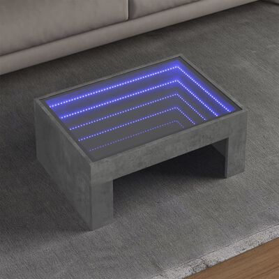 vidaXL Coffee Table with Infinity LED Concrete Grey 70x50x30 cm