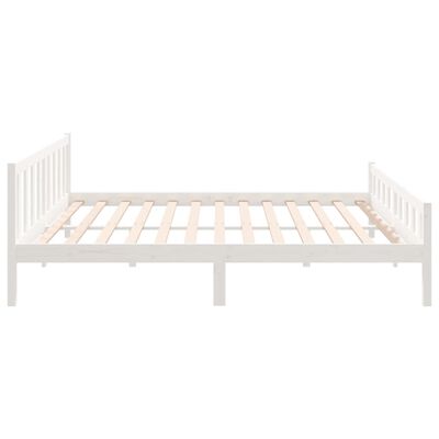 vidaXL Bed Frame without Mattress White Solid Wood Super King