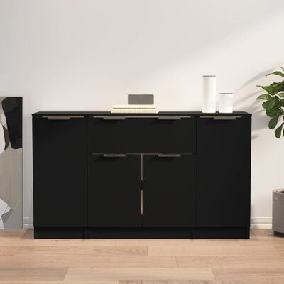 vidaXL Sideboards 3 pcs Black Engineered Wood