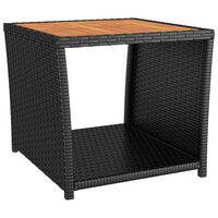 vidaXL Tea Table with Wooden Top Black Poly Rattan&Solid Wood Acacia