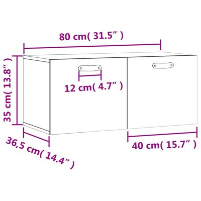 vidaXL Wall Cabinet Sonoma Oak 80x36.5x35 cm Engineered Wood