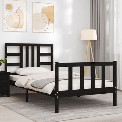 vidaXL Bed Frame without Mattress Black 100x200 cm Solid Wood Pine