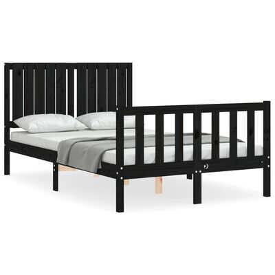 vidaXL Bed Frame without Mattress Black Small Double Solid Wood Pine