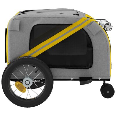 vidaXL Pet Bike Trailer Yellow and Black Oxford Fabric and Iron