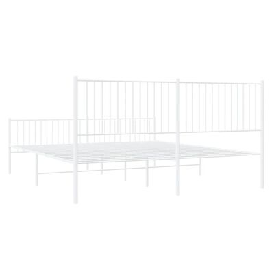 vidaXL Metal Bed Frame without Mattress with Footboard White 193x203 cm