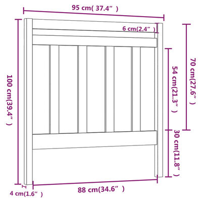 vidaXL Bed Headboard 95x4x100 cm Solid Wood Pine