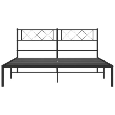 vidaXL Metal Bed Frame without Mattress with Headboard Black 120x200 cm