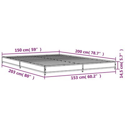 vidaXL Bed Frame without Mattress Brown Oak 150x200 cm King Size