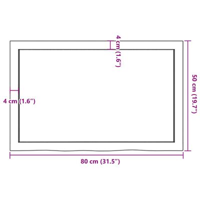 vidaXL Table Top 80x50x(2-6) cm Untreated Solid Wood Oak