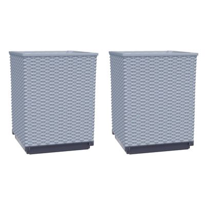 vidaXL Planters 2 pcs Light Grey 30x30x37 cm Polypropylene