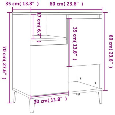 vidaXL Sideboards 3 pcs Concrete Grey 60x35x70 cm Engineered Wood